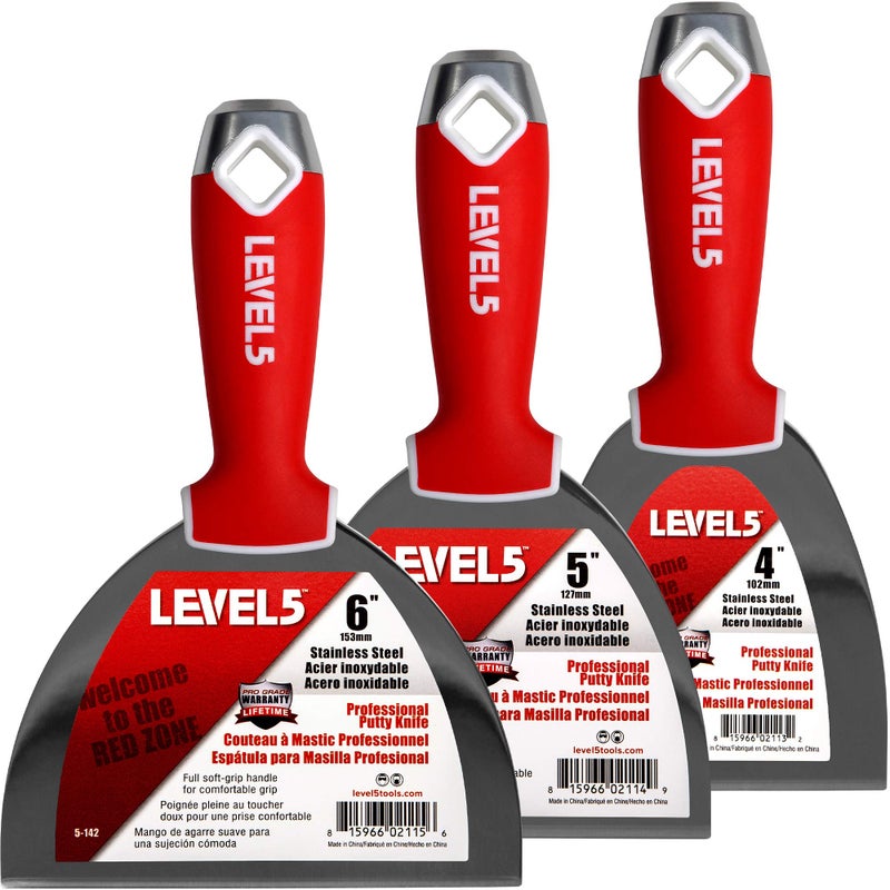Level-5 LEVEL5 Stainless Steel Joint Knife 3-Pack w/Soft Grip Handles | 5-620 - Image 1